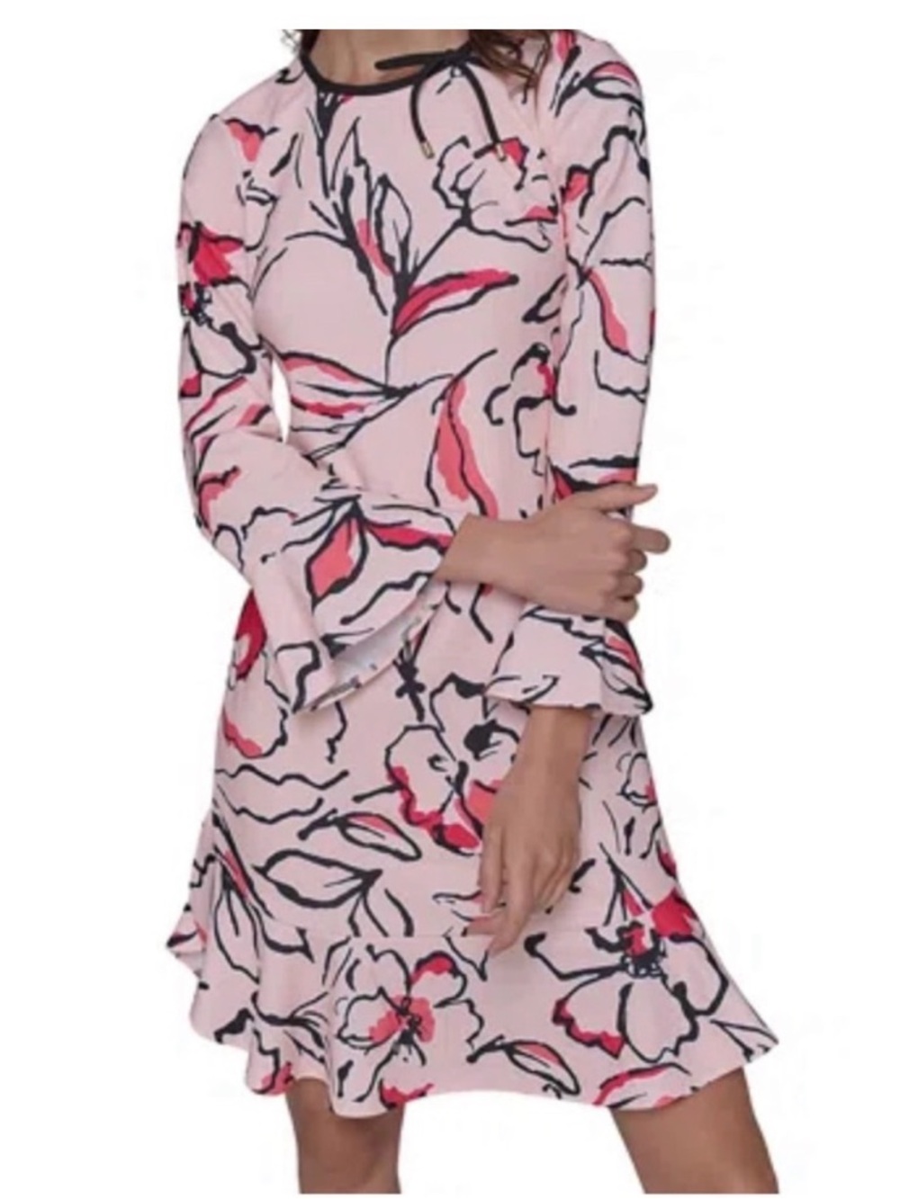 Karl Lagerfeld Pink Floral Long Sleeve Dress
